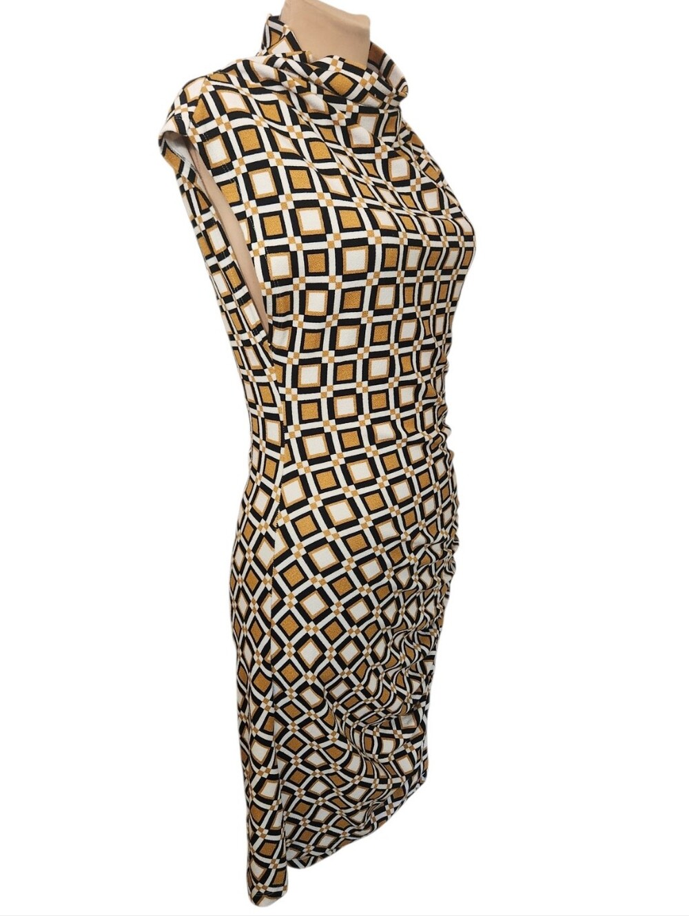 ANTHROPOLOGIE Maya Cowl Neck Geometric Print Pencil Dress - Size M - Picture 5 of 16
